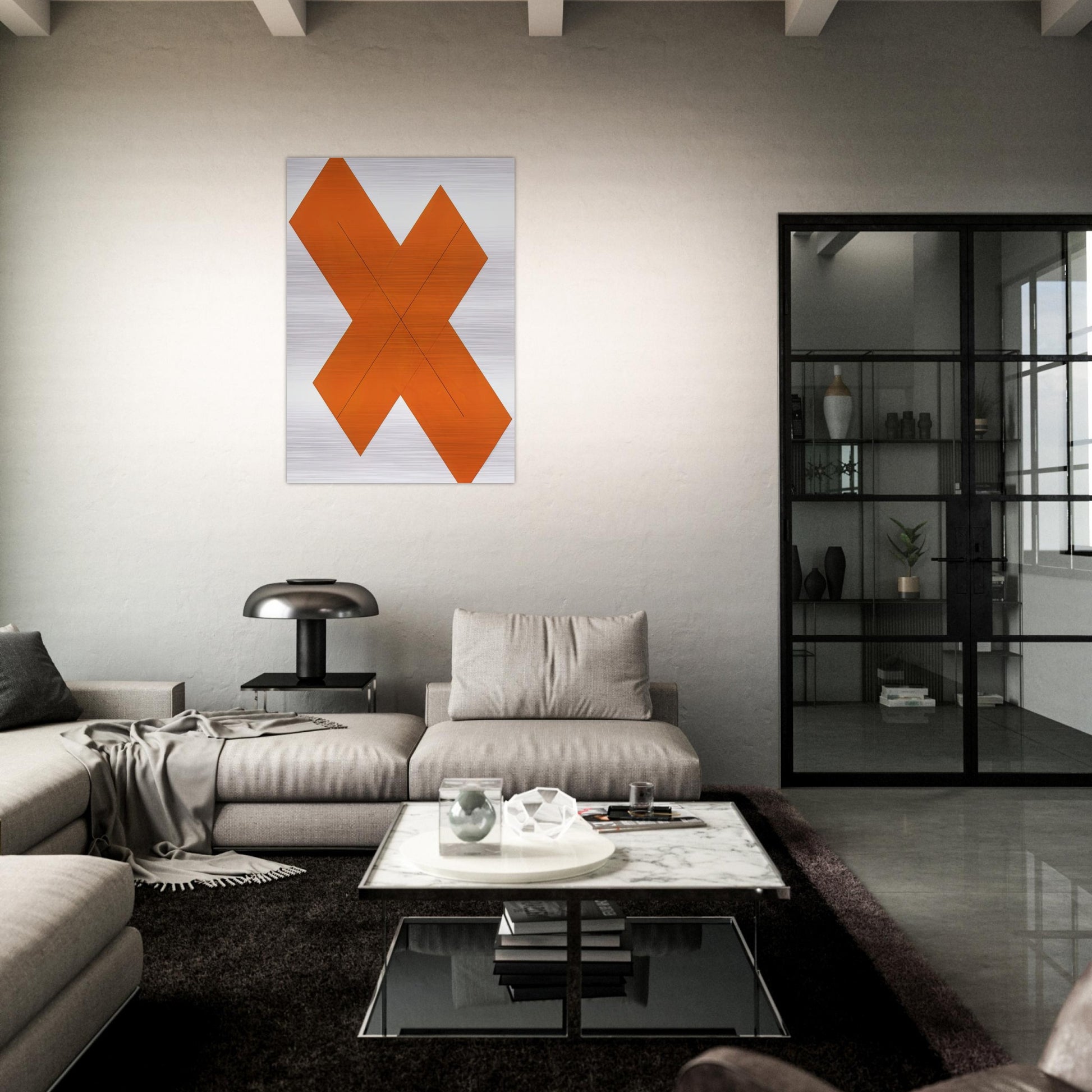 X WITHIN X ORANGE 1981 - Robert Mangold Brushed Aluminum Print - 70x100 cm / 28x40 inches | Robert Mangold Aluminum Print | Robert Mangold Prints