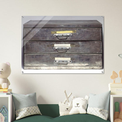 ATTEMPT AT RECREATION THREE DRAWERS 1971 - Christian Boltanski Acrylic Print - 70x100 cm / 28x40″ inches
