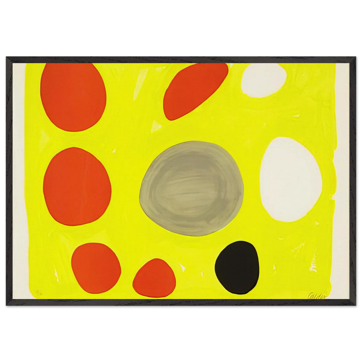 GREY OVAL 1975 - Alexander Calder 70x100 cm / 28x40 inches Framed Art Print – Black Wooden Frame