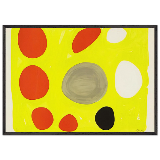 GREY OVAL 1975 - Alexander Calder 70x100 cm / 28x40 inches Framed Art Print – Black Wooden Frame
