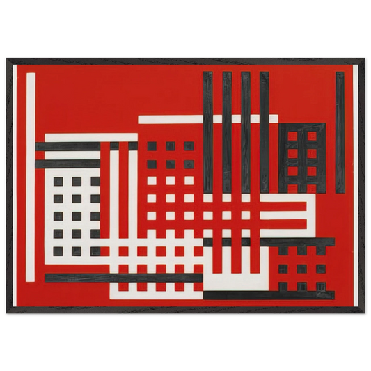 FACTORY 1925 - Josef Albers 70x100 cm / 28x40 inches Framed Art Print – Black Wooden Frame