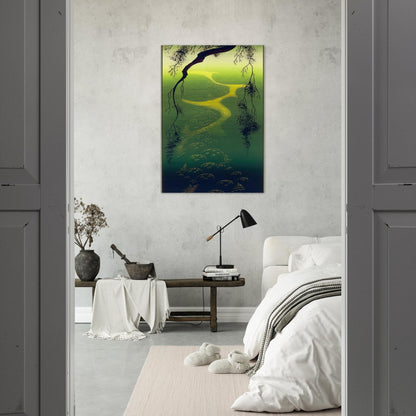 Green Mist - Eyvind Earle Brushed Aluminum Print - 70x100 cm / 28x40 inches | Eyvind Earle Aluminum Print | Eyvind Earle Prints