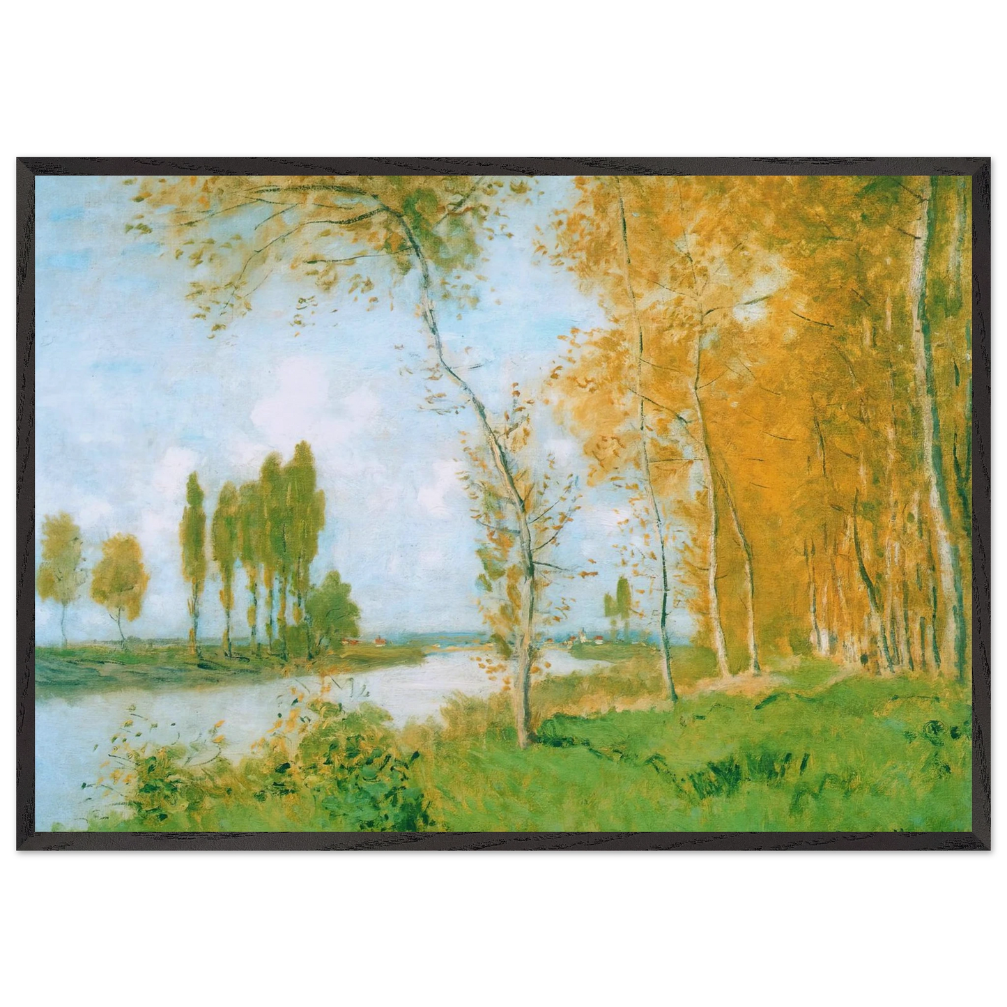 The Spring in Argentuil - claude monet 70x100 cm / 28x40 inches Framed Art Print – Black Wooden Frame
