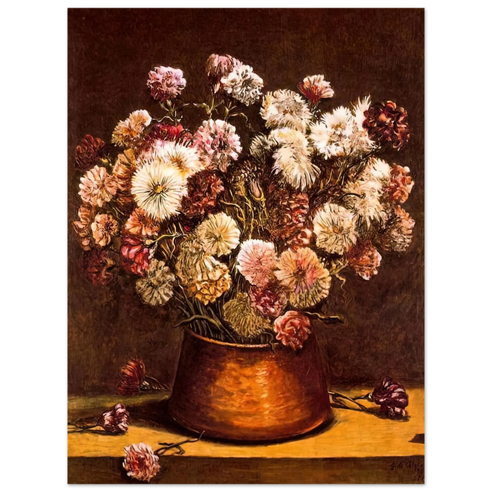 Giorgio de Chirico - STILL LIFE WITH FLOWERS IN COPPER BOWL  75x100 cm / 30x40inches Fine Art Poster