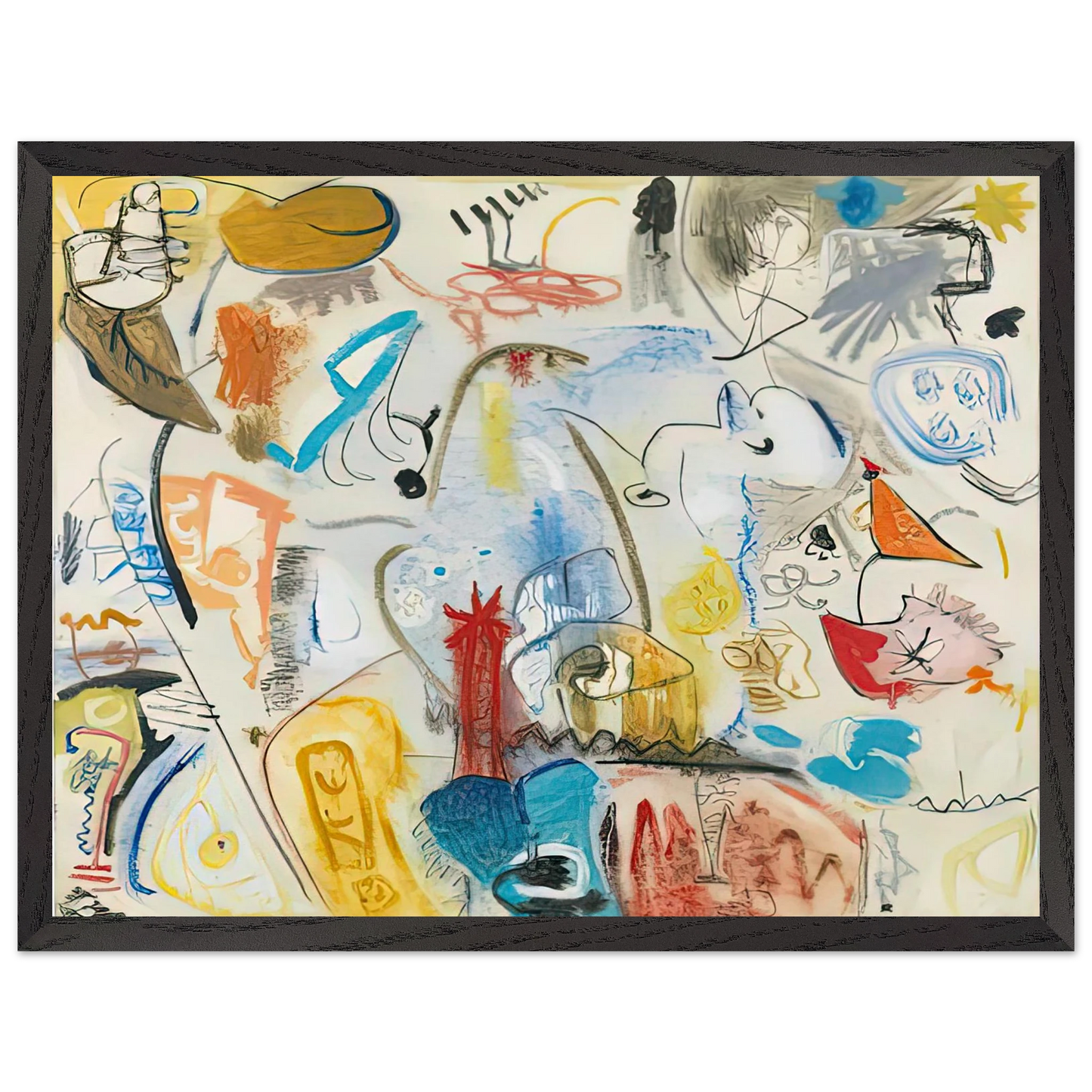 Helen Frankenthaler - Circus Landscape, 1951- Wall Art - 21x29.7 cm / 8x12" - Premium Wooden Framed Poster With Fine Art Paper-canvas - Black frame