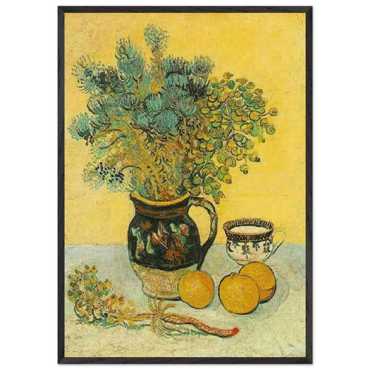Still Life Majolica Jug with Wildflowers - Vincent van Gogh 70x100 cm / 28x40 inches Framed Art Print – Black Wooden Frame