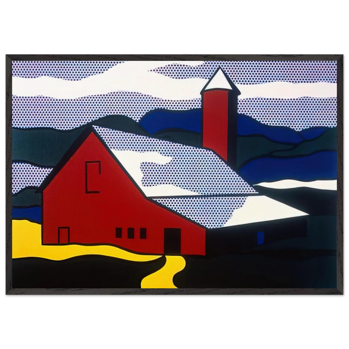 RED BARN II 1969 - Roy Lichtenstein 70x100 cm / 28x40 inches Framed Art Print – Black Wooden Frame