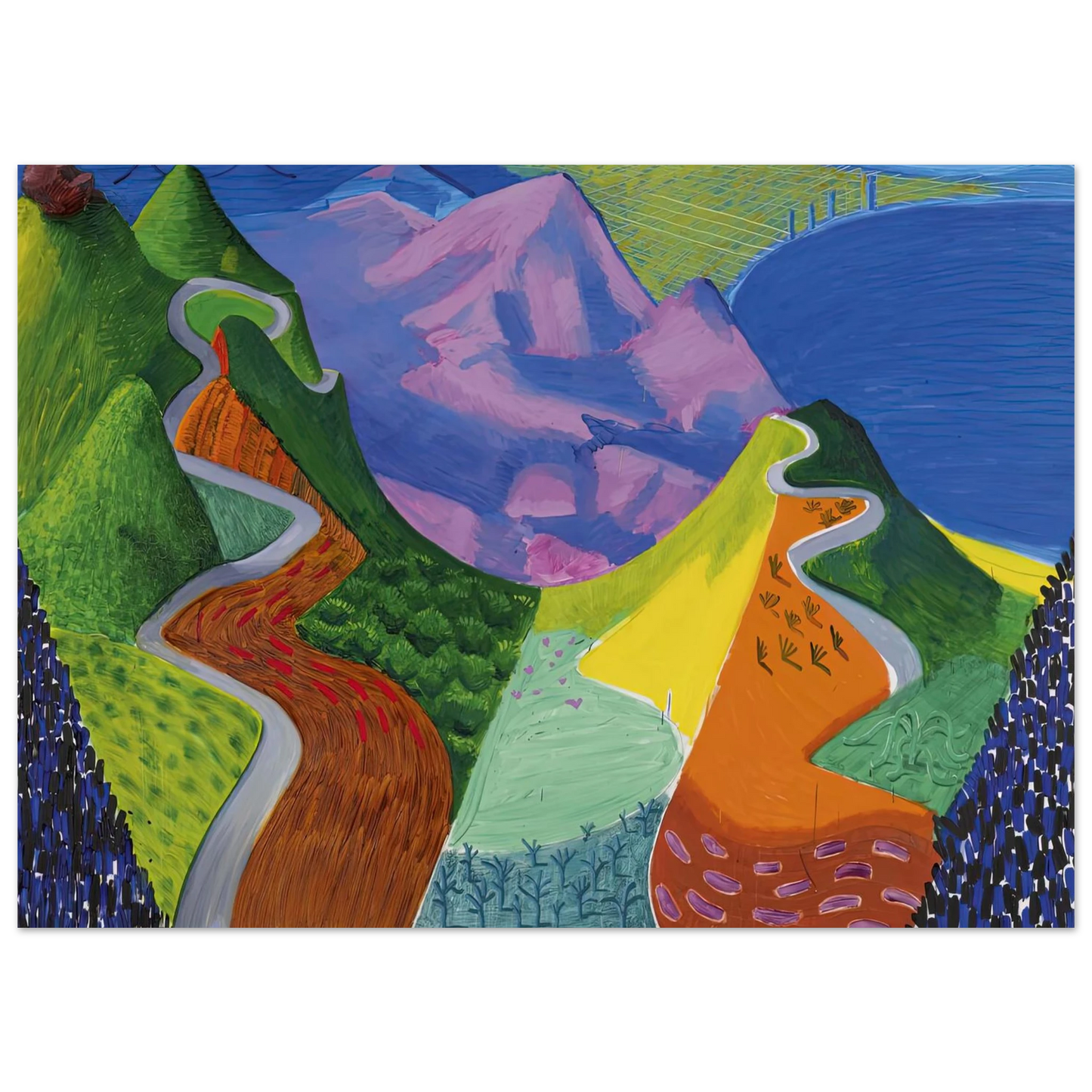 David Hockney - David Hockney Wall art - 15x20 cm / 6x8 inches - Premium Wooden Framed Poster With Fine Art Paper-canvas - White frame