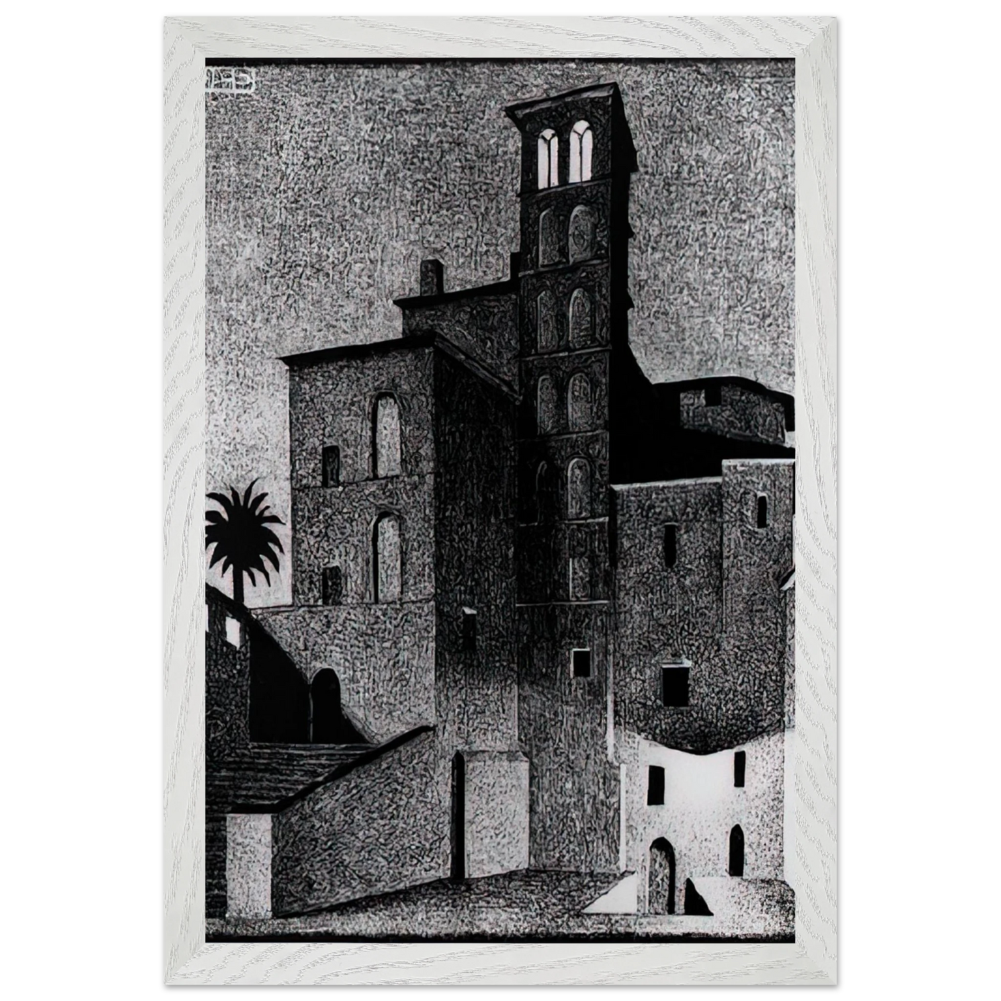 MC Escher - SS GIOVANNI ET PAOLO ROME MAY 1936 1936 Wall Art - 30x40 cm / 12x16 inches - Premium Wooden Framed Poster With Fine Art Paper-canvas - White frame