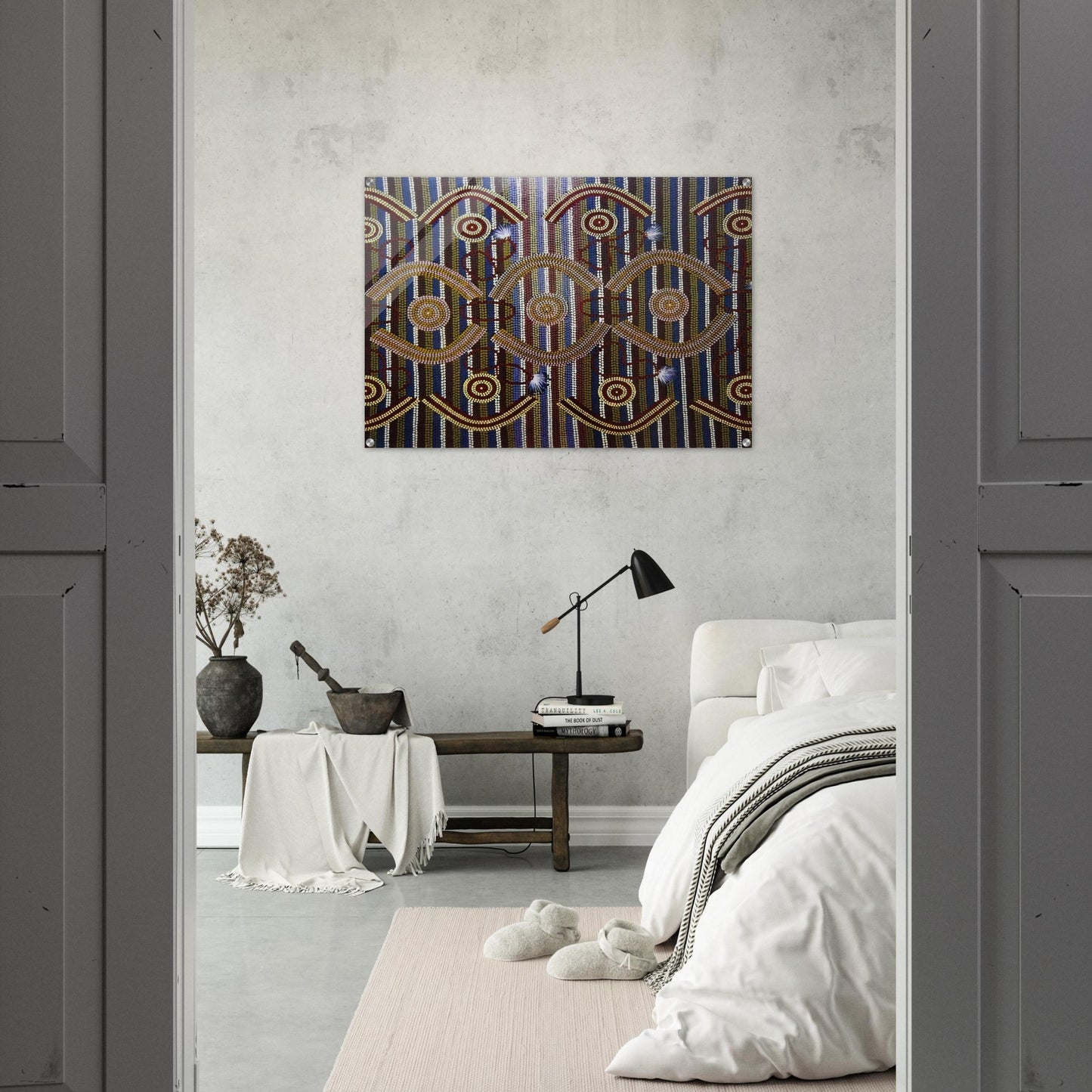 Anmatyerre Ceremonial Designs Associated with the Rockhole Site Intankangu - 1982 - Clifford Possum Tjapaltjarri Acrylic Print - 70x100 cm / 28x40″ inches