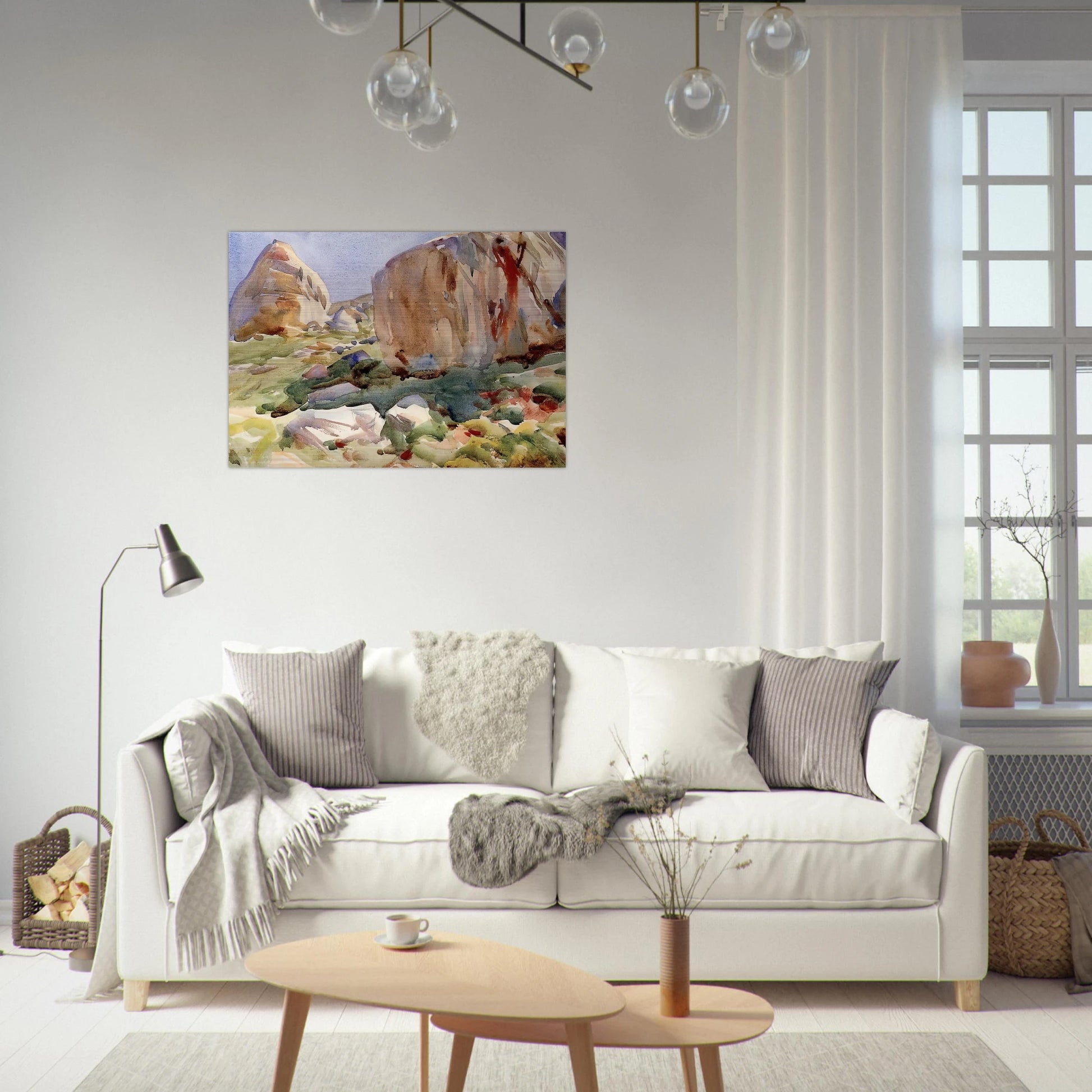 The Simplon. Large Rocks - John Singer Sargent Brushed Aluminum Print - 70x100 cm / 28x40 inches | John Singer Sargent Aluminum Print | John Singer Sargent Prints