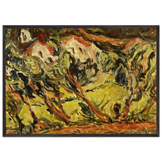 CERET LANDSCAPE 1 - Chaim Soutine 70x100 cm / 28x40 inches Framed Art Print – Black Wooden Frame