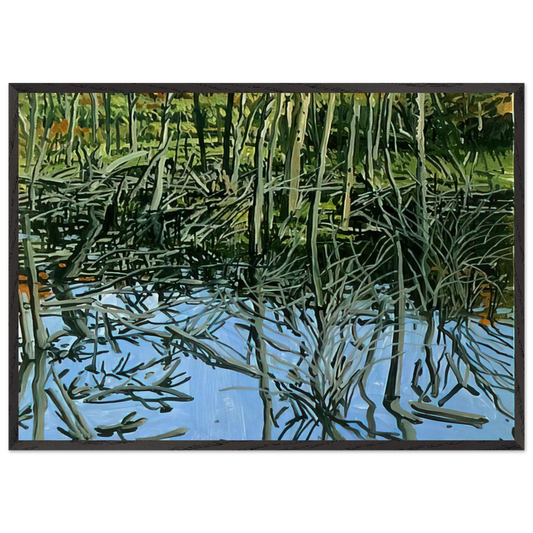 Study for Low Water - Knights Flowage - 1980 - Neil Welliver 70x100 cm / 28x40 inches Framed Art Print – Black Wooden Frame