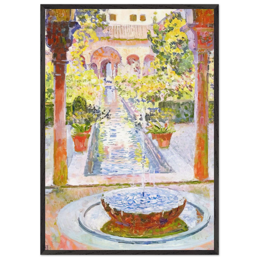 THE GARDENS OF GENERALIFE IN GRENADA 1913 - Theo van Rysselberghe 70x100 cm / 28x40 inches Framed Art Print – Black Wooden Frame
