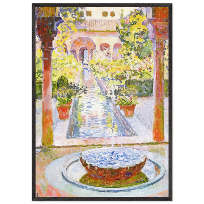 THE GARDENS OF GENERALIFE IN GRENADA 1913 - Theo van Rysselberghe 70x100 cm / 28x40 inches Framed Art Print – Black Wooden Frame