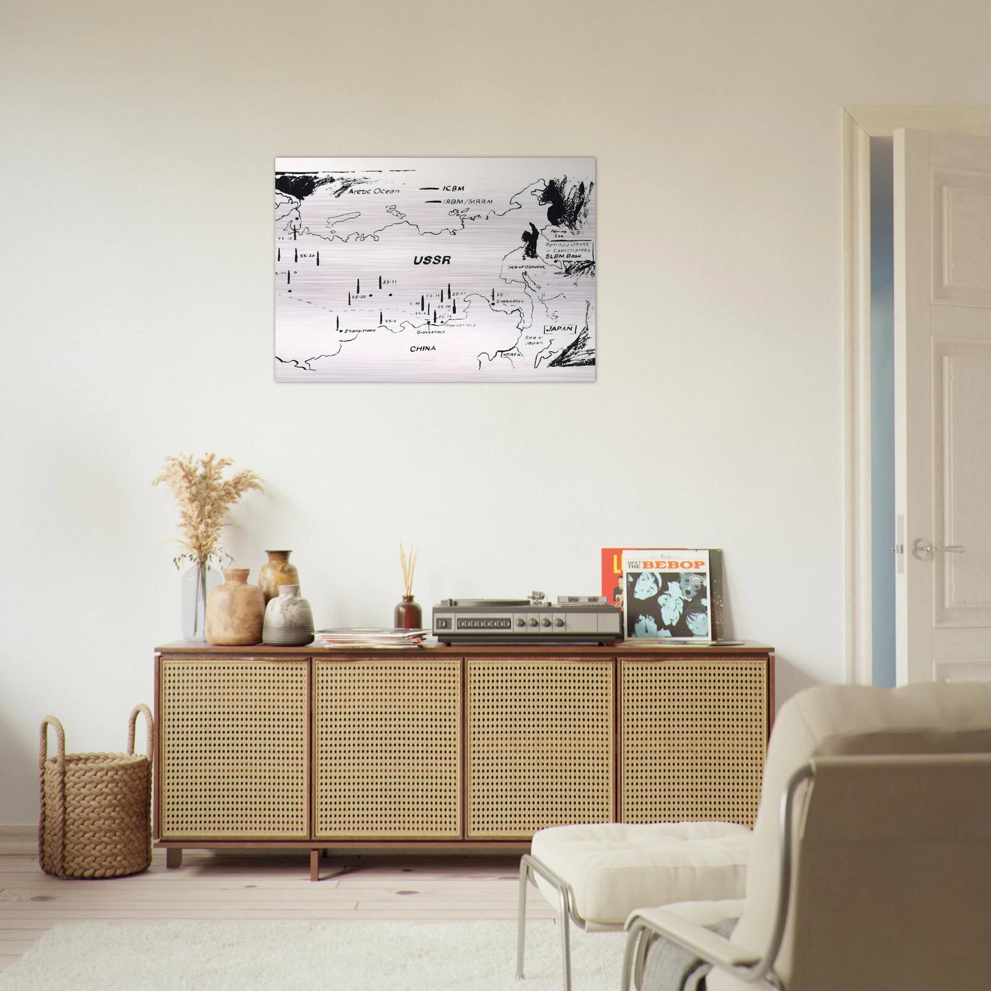 Map of Eastern U.S.S.R. Missile Bases - Andy Warhol Brushed Aluminum Print - 70x100 cm / 28x40 inches | Andy Warhol Aluminum Print | Andy Warhol Prints