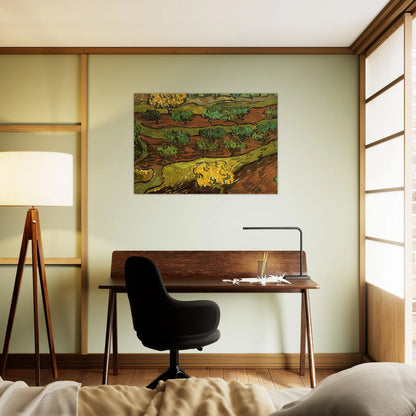Olive Trees against a Slope of a Hill - Vincent van Gogh Brushed Aluminum Print - 70x100 cm / 28x40 inches | Vincent van Gogh Aluminum Print | Vincent van Gogh Prints