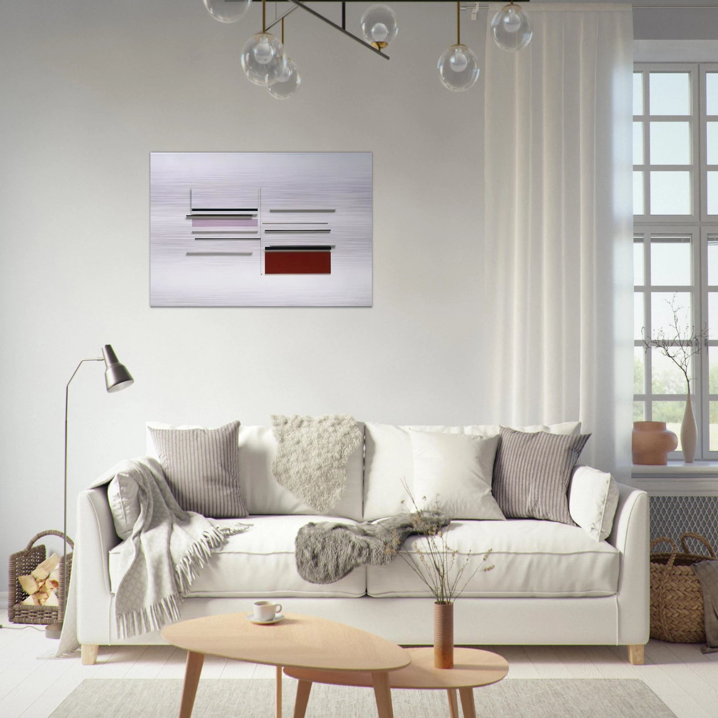Abstract in White, Black, Indian and Lilac - 1957 - Victor Pasmore Brushed Aluminum Print - 70x100 cm / 28x40 inches | Victor Pasmore Aluminum Print | Victor Pasmore Prints