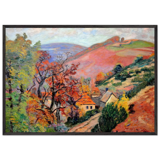Mountain Landscape - Pontgibaud village in Peschadoire - Armand Guillaumin 70x100 cm / 28x40 inches Framed Art Print – Black Wooden Frame