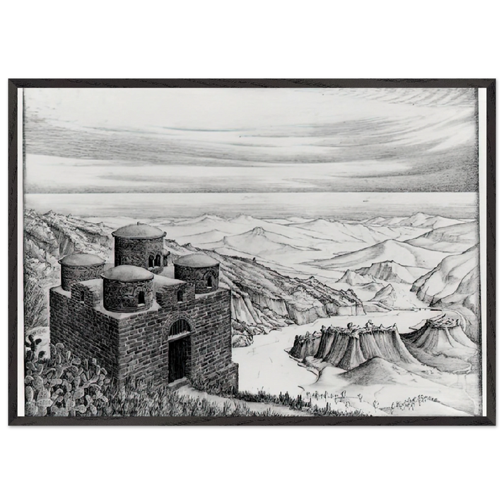 CATTOLICA OF STILO CALABRIA 1930 - MC Escher 70x100 cm / 28x40 inches Framed Art Print – Black Wooden Frame | Maurits Cornelis Escher Prints