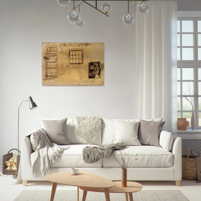 Studies of the Interior of a Cottage, and a Sketch of The Potato Eaters - Vincent van Gogh Brushed Aluminum Print - 70x100 cm / 28x40 inches | Vincent van Gogh Aluminum Print | Vincent van Gogh Prints