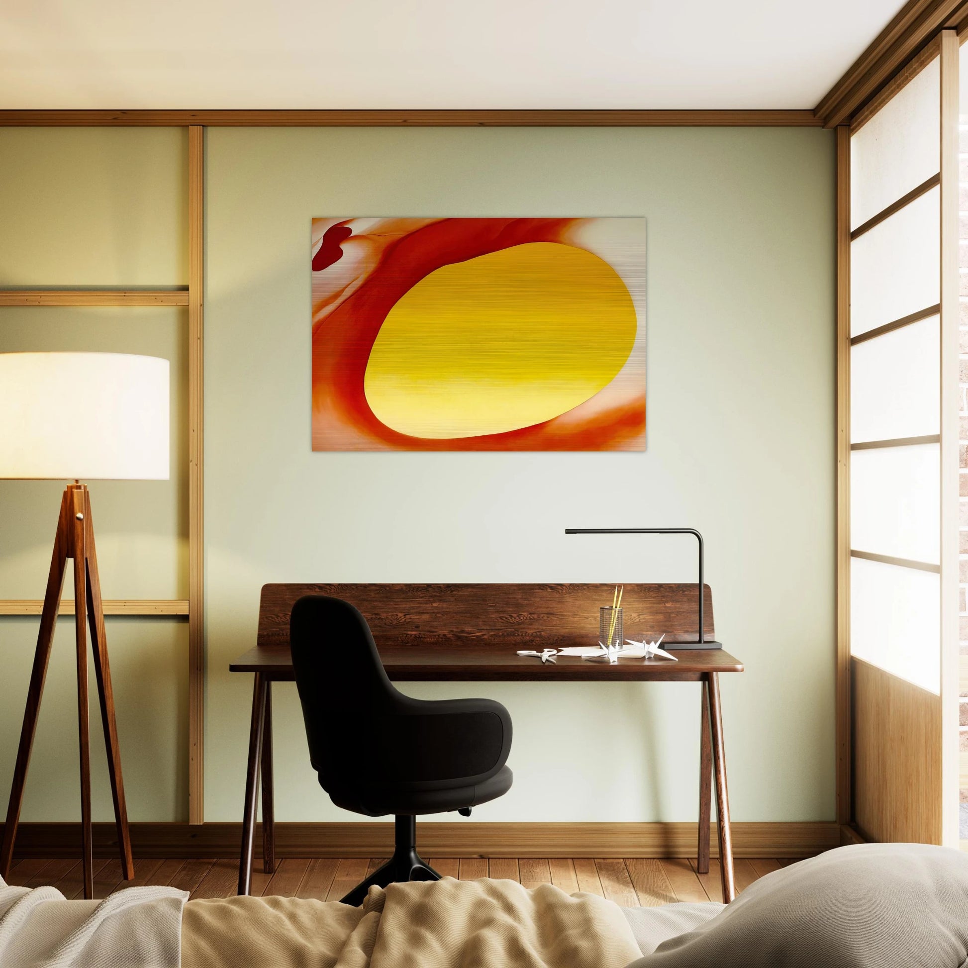 Pelvis Series - Red with Yellow - Georgia O'Keeffe Brushed Aluminum Print - 70x100 cm / 28x40 inches | Georgia O'Keeffe Aluminum Print | Georgia O'Keeffe Prints