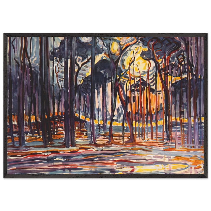 Woods near Oele - Piet Mondrian 70x100 cm / 28x40 inches Framed Art Print – Black Wooden Frame