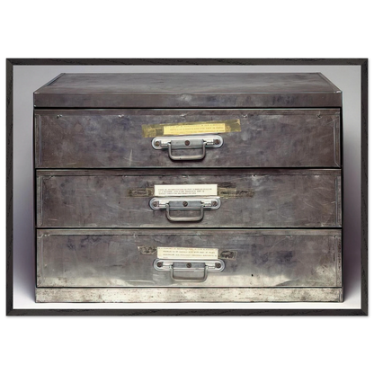 ATTEMPT AT RECREATION THREE DRAWERS 1971 - Christian Boltanski 70x100 cm / 28x40 inches Framed Art Print – Black Wooden Frame