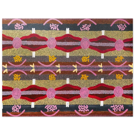Clifford Possum Tjapaltjarri - Rock Wallaby  Lightning Dreaming, Mount Wedge - 1995  75x100 cm / 30x40inches Fine Art Poster