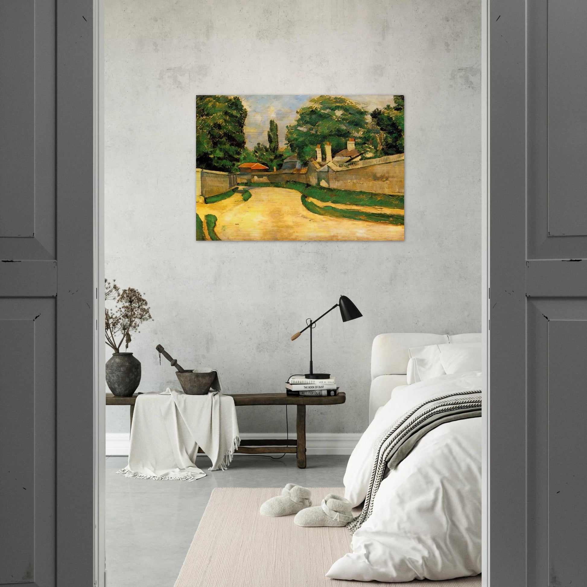 Houses Along a Road - Paul Cézanne Brushed Aluminum Print - 70x100 cm / 28x40 inches | Paul Cézanne Aluminum Print | Paul Cézanne Prints
