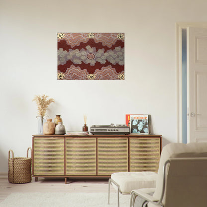 Malaka Honey Ant Dreaming - 1992 - Clifford Possum Tjapaltjarri Brushed Aluminum Print - 70x100 cm / 28x40 inches | Clifford Possum Tjapaltjarri Aluminum Print | Clifford Possum Tjapaltjarri Prints