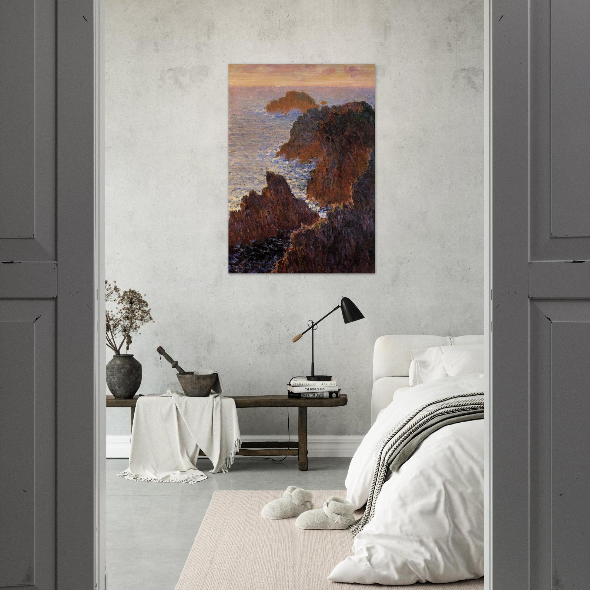 Rocks at Belle-Ile, Port-Domois - claude monet Brushed Aluminum Print - 70x100 cm / 28x40 inches | claude monet Aluminum Print | claude monet Prints