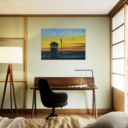 Railroad Sunset - Edward Hopper Brushed Aluminum Print - 70x100 cm / 28x40 inches | Edward Hopper Aluminum Print | Edward Hopper Prints