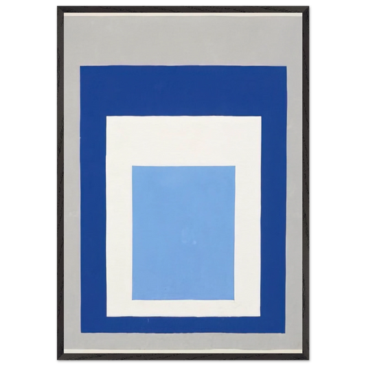 HOMAGE TO THE SQUARE BLUE WHITE GREY 1951 - Josef Albers 70x100 cm / 28x40 inches Framed Art Print – Black Wooden Frame