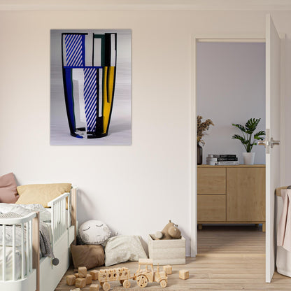GLASS IV 1977 - Roy Lichtenstein Brushed Aluminum Print - 70x100 cm / 28x40 inches | Roy Lichtenstein Aluminum Print | Roy Lichtenstein Prints