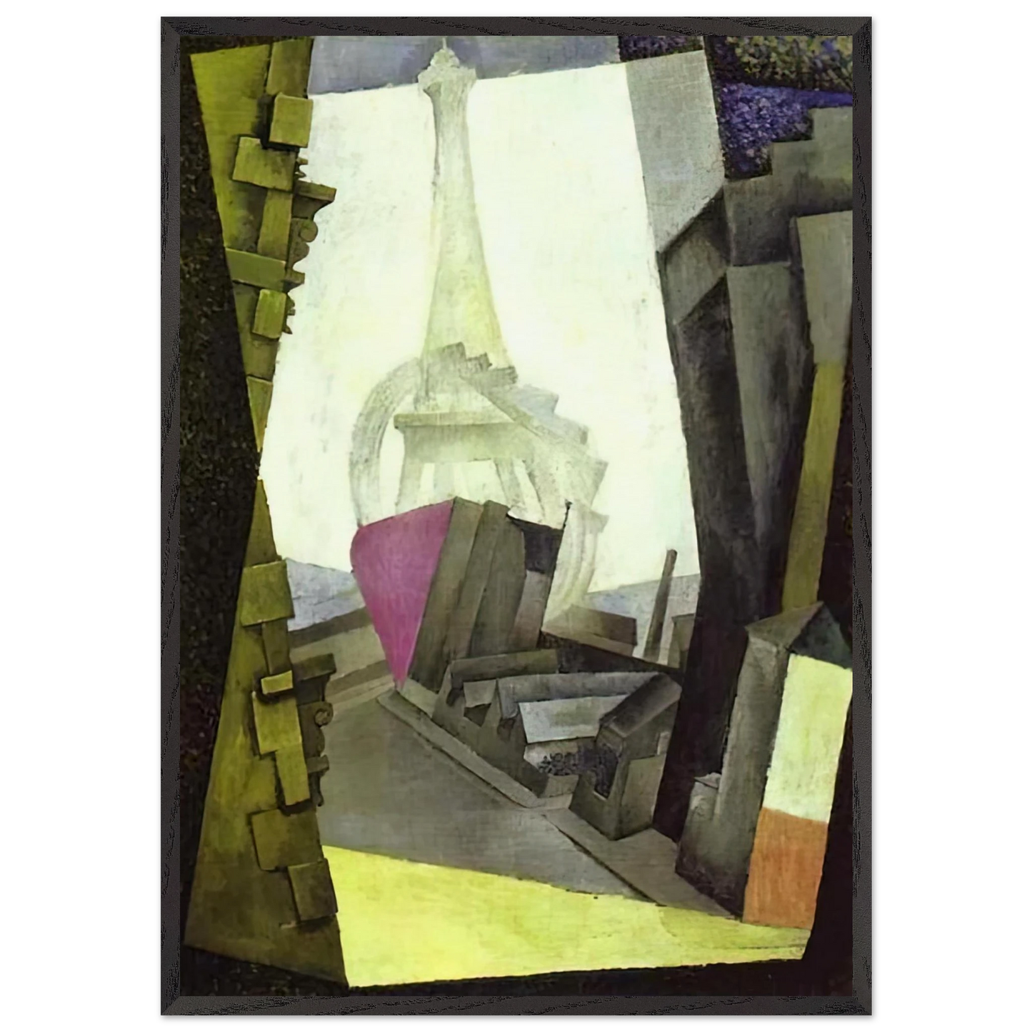 LA TOUR EIFFEL 1914 - Diego Rivera 70x100 cm / 28x40 inches Framed Art Print – Black Wooden Frame