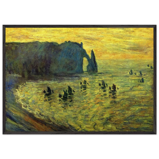 The Cliffs at Etretat - claude monet 70x100 cm / 28x40 inches Framed Art Print – Black Wooden Frame