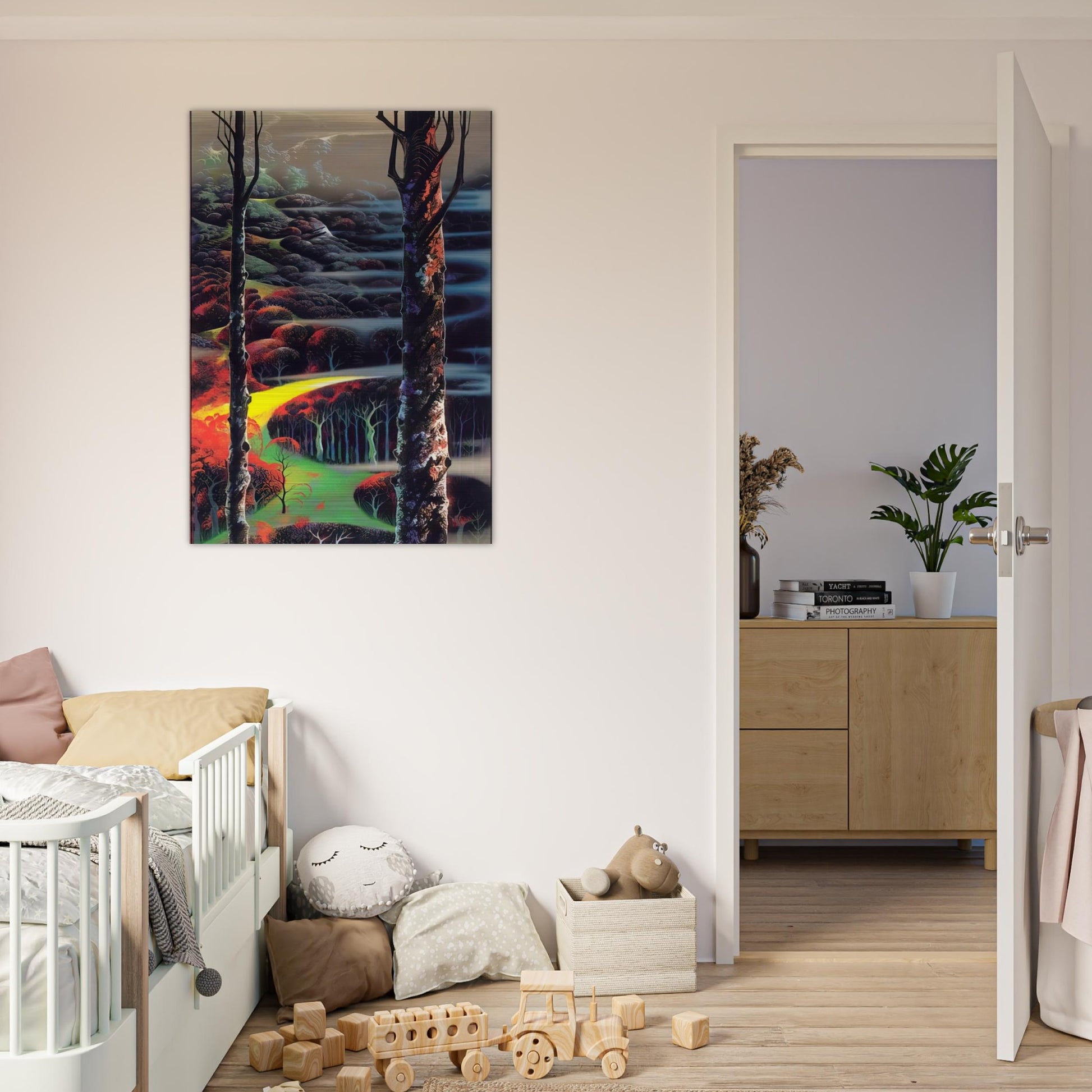 A Touch of Autumn - Eyvind Earle Brushed Aluminum Print - 70x100 cm / 28x40 inches | Eyvind Earle Aluminum Print | Eyvind Earle Prints