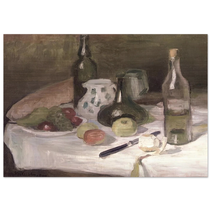 STILL LIFE WITH FRUIT AND BOTTLES 1896 - Henri Matisse Brushed Aluminum Print - 70x100 cm / 28x40 inches | Henri Matisse Aluminum Print | Henri Matisse Prints
