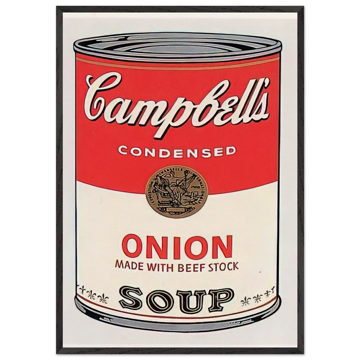 Campbells Soup Can  onion  - Andy Warhol 70x100 cm / 28x40 inches Framed Art Print – Black Wooden Frame