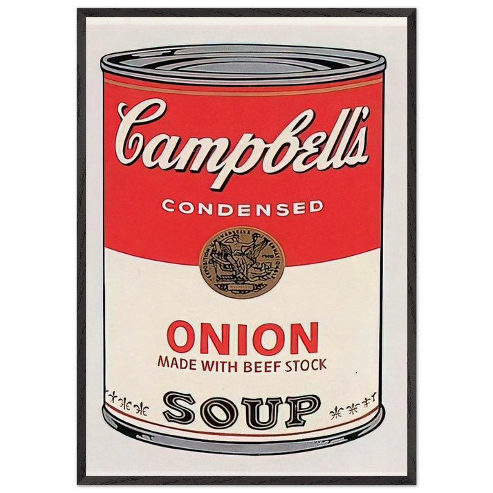 Campbells Soup Can  onion  - Andy Warhol 70x100 cm / 28x40 inches Framed Art Print – Black Wooden Frame