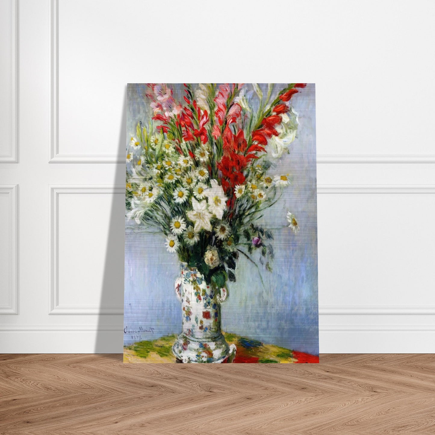 Bouquet of Gadiolas, Lilies and Dasies - claude monet Brushed Aluminum Print - 70x100 cm / 28x40 inches | claude monet Aluminum Print | claude monet Prints