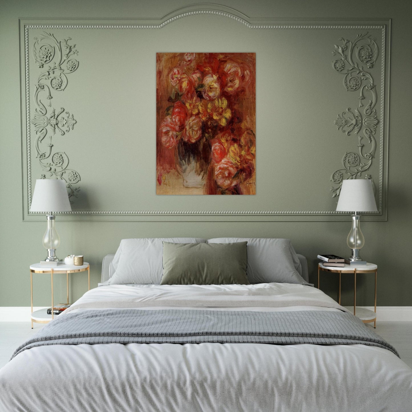 Vase of Roses - Pierre-Auguste Renoir Brushed Aluminum Print - 70x100 cm / 28x40 inches | Pierre-Auguste Renoir Aluminum Print | Pierre-Auguste Renoir Prints