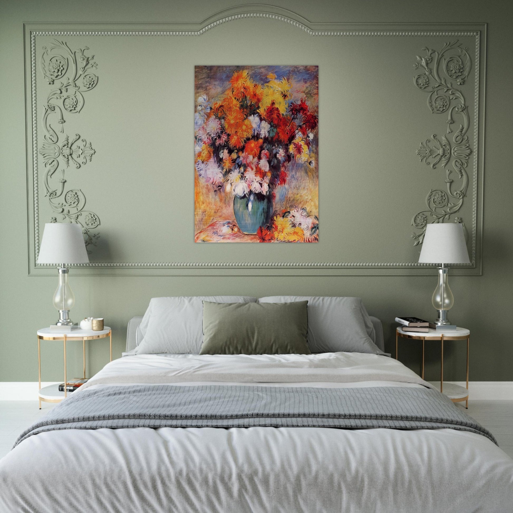 Vase of Chrysanthemums - Pierre-Auguste Renoir Brushed Aluminum Print - 70x100 cm / 28x40 inches | Pierre-Auguste Renoir Aluminum Print | Pierre-Auguste Renoir Prints
