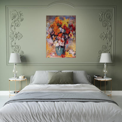 Vase of Chrysanthemums - Pierre-Auguste Renoir Brushed Aluminum Print - 70x100 cm / 28x40 inches | Pierre-Auguste Renoir Aluminum Print | Pierre-Auguste Renoir Prints