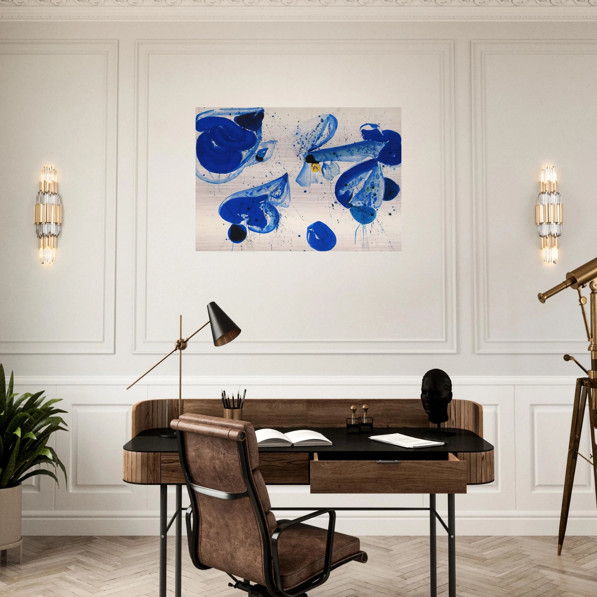 Untitled  Blue Balls from Cross #9  - Sam Francis Brushed Aluminum Print - 70x100 cm / 28x40 inches | Sam Francis Aluminum Print | Sam Francis Prints