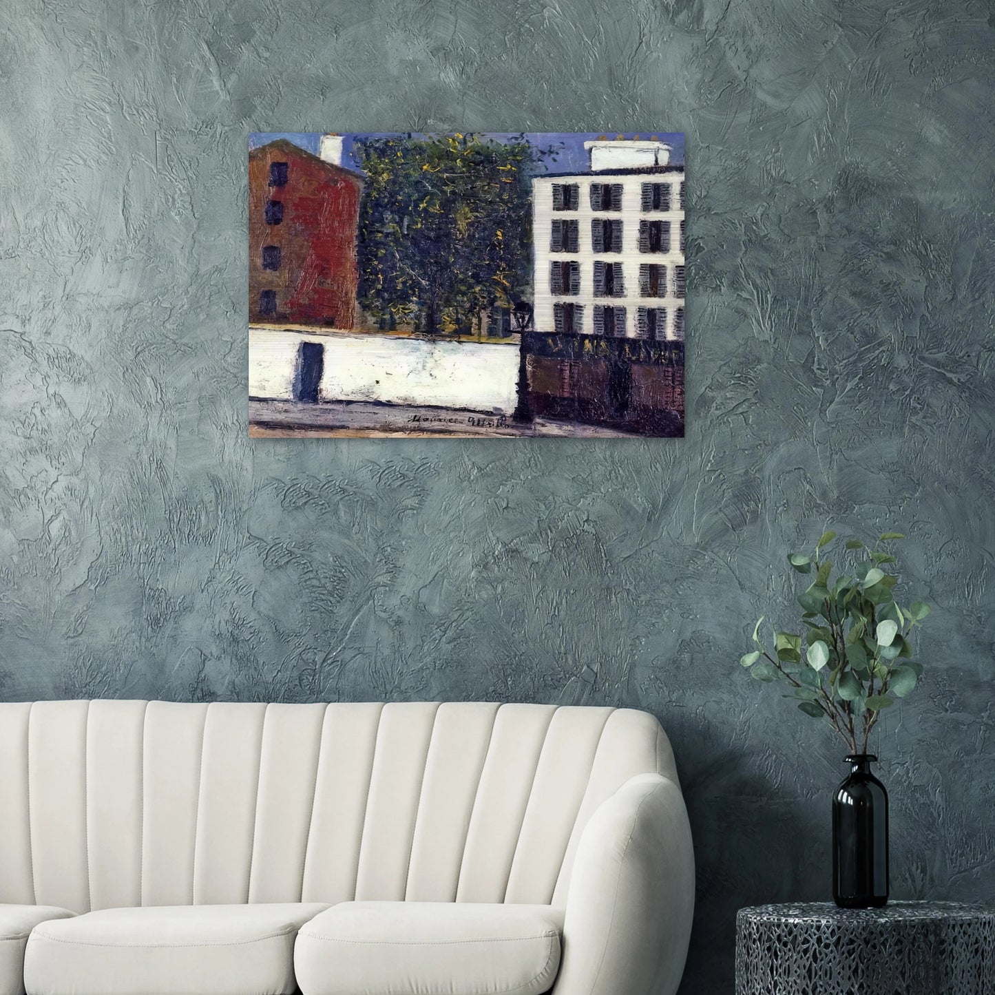 MONTMARTRE STREET - Maurice Utrillo Brushed Aluminum Print - 70x100 cm / 28x40 inches | Maurice Utrillo Aluminum Print | Maurice Utrillo Prints