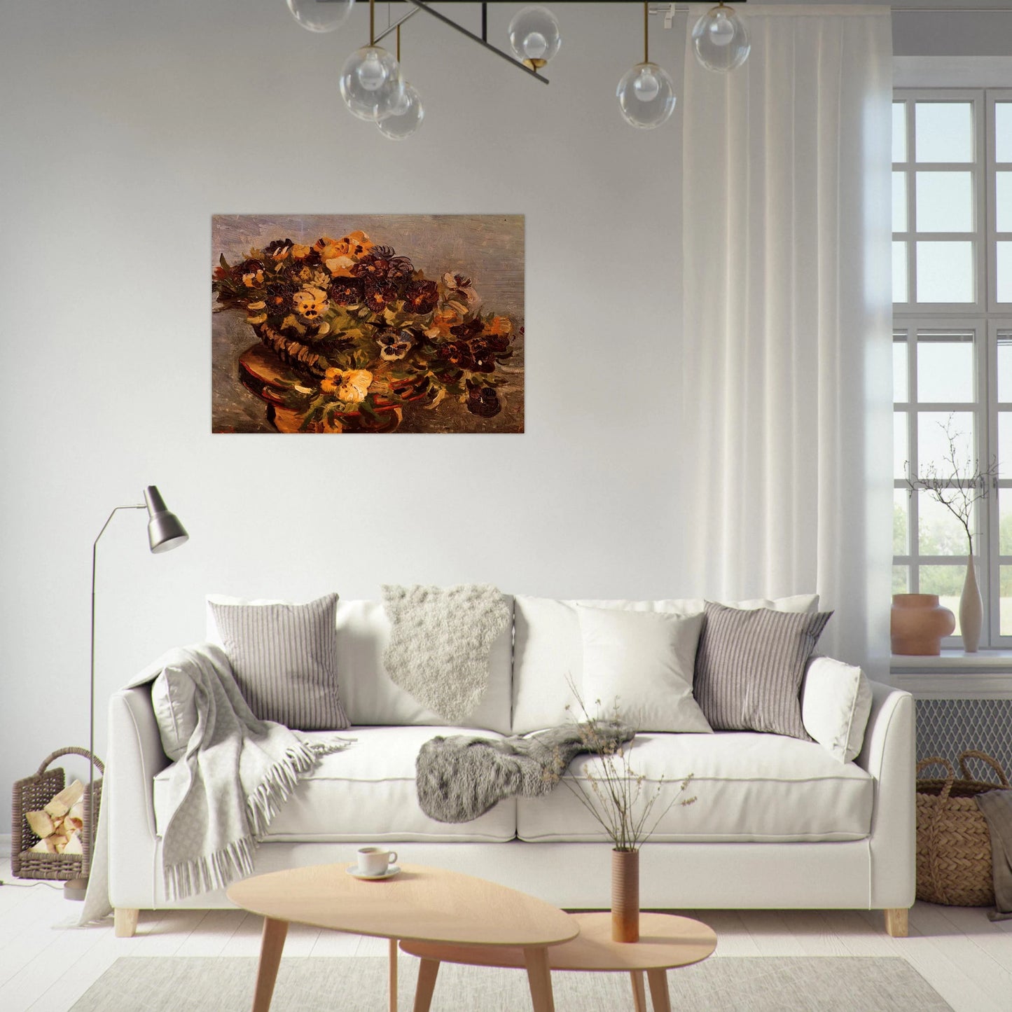 Tambourine with Pansies - Vincent van Gogh Brushed Aluminum Print - 70x100 cm / 28x40 inches | Vincent van Gogh Aluminum Print | Vincent van Gogh Prints
