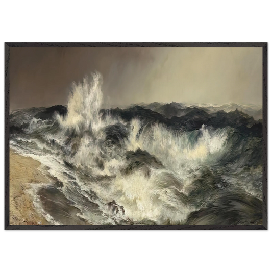 The Much Resounding Sea - Thomas Moran 70x100 cm / 28x40 inches Framed Art Print – Black Wooden Frame
