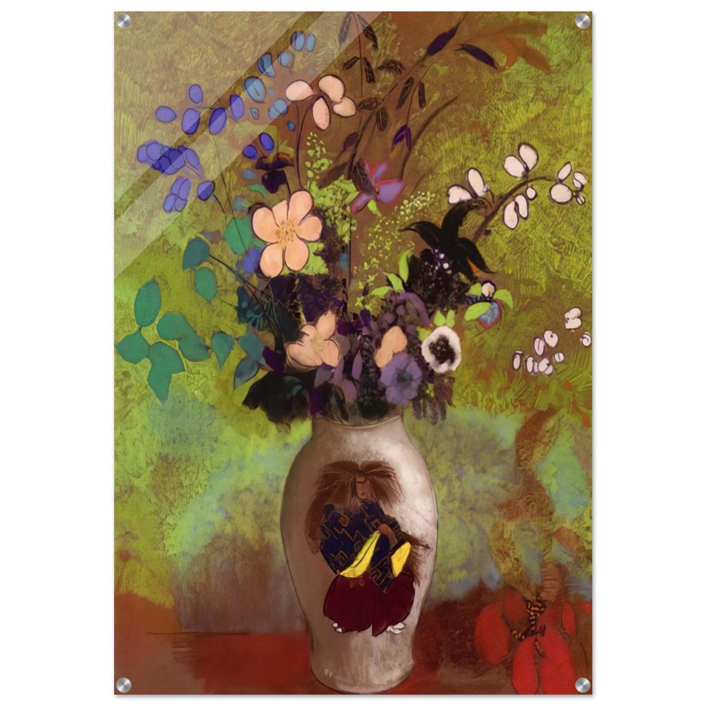 VASE WITH JAPANESE WARRIOR 1905 - Odilon Redon Acrylic Print - 70x100 cm / 28x40″ inches | Odilon Redon Wall Art | Odilon Redon Prints